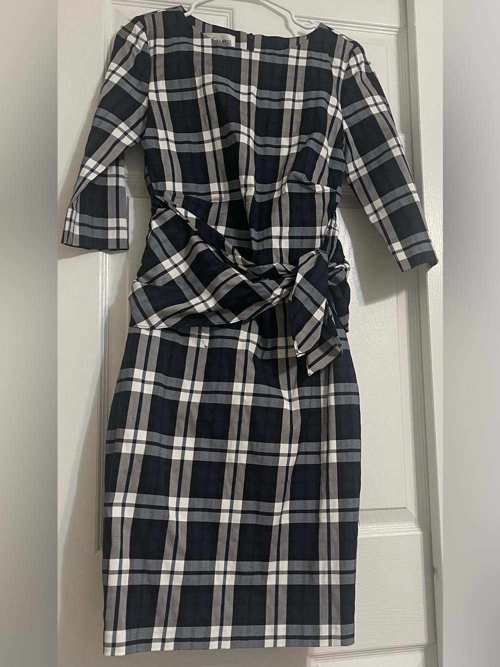 Sam Campbell Plaid Bow Waist Sheath Dress – Size 6 – Classic Preppy Chic - Picture 5 of 5